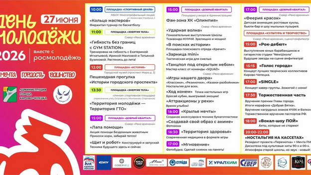 День молодёжи в Кирове и области: фестивали, спорт, музыка и кино под открытым небом